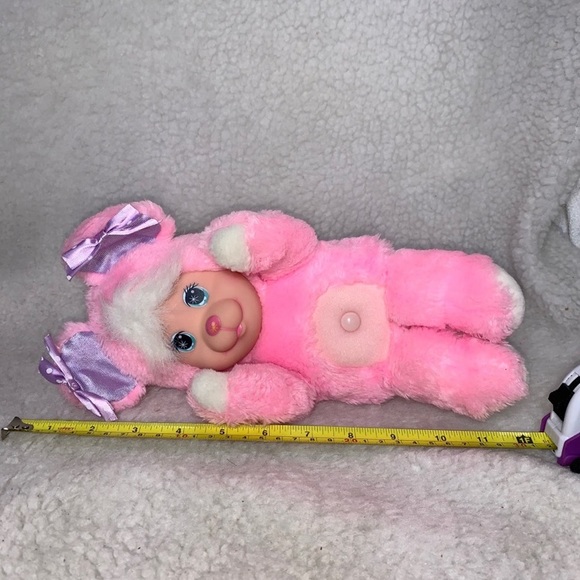 Magic Nursery Kitty pink plush doll 1990 vintage 12" purple bows Mattel - Picture 3 of 12